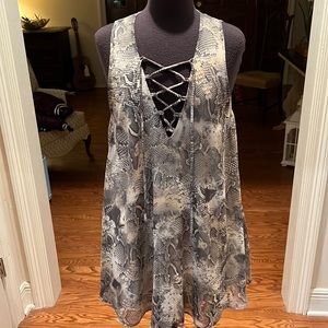 But Together Snake Print Dress Size Medium Lace Up Flowy